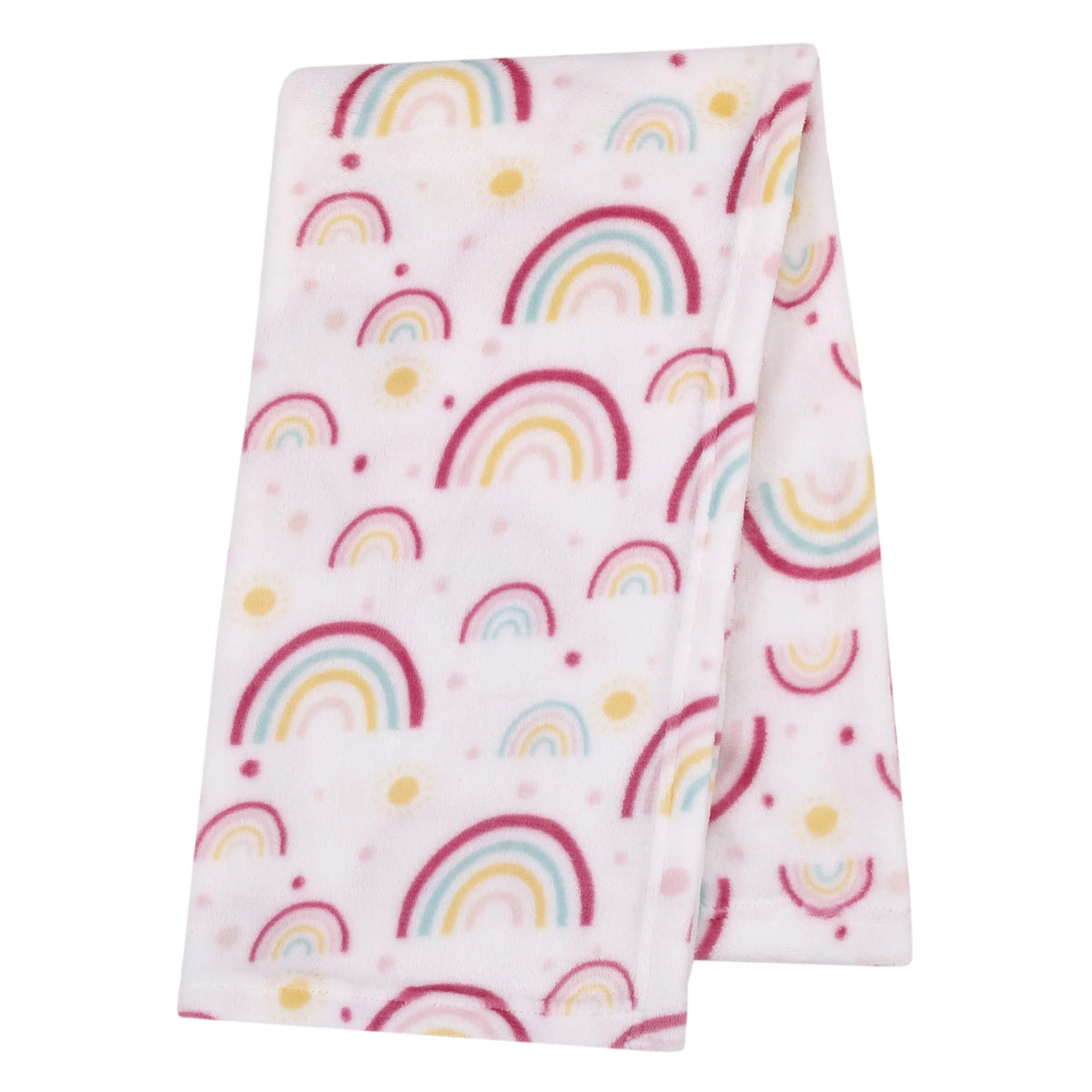Plush Baby Blanket, Rainbows, Infant Girl, Pink, 30 in X 36 In