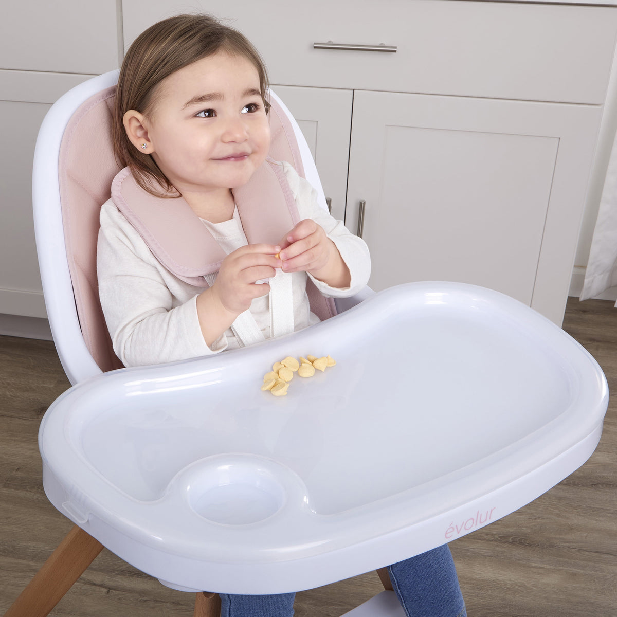 Zoodle 2-In-1 High Chair Booster Feeding Chair with Modern Design, Pink