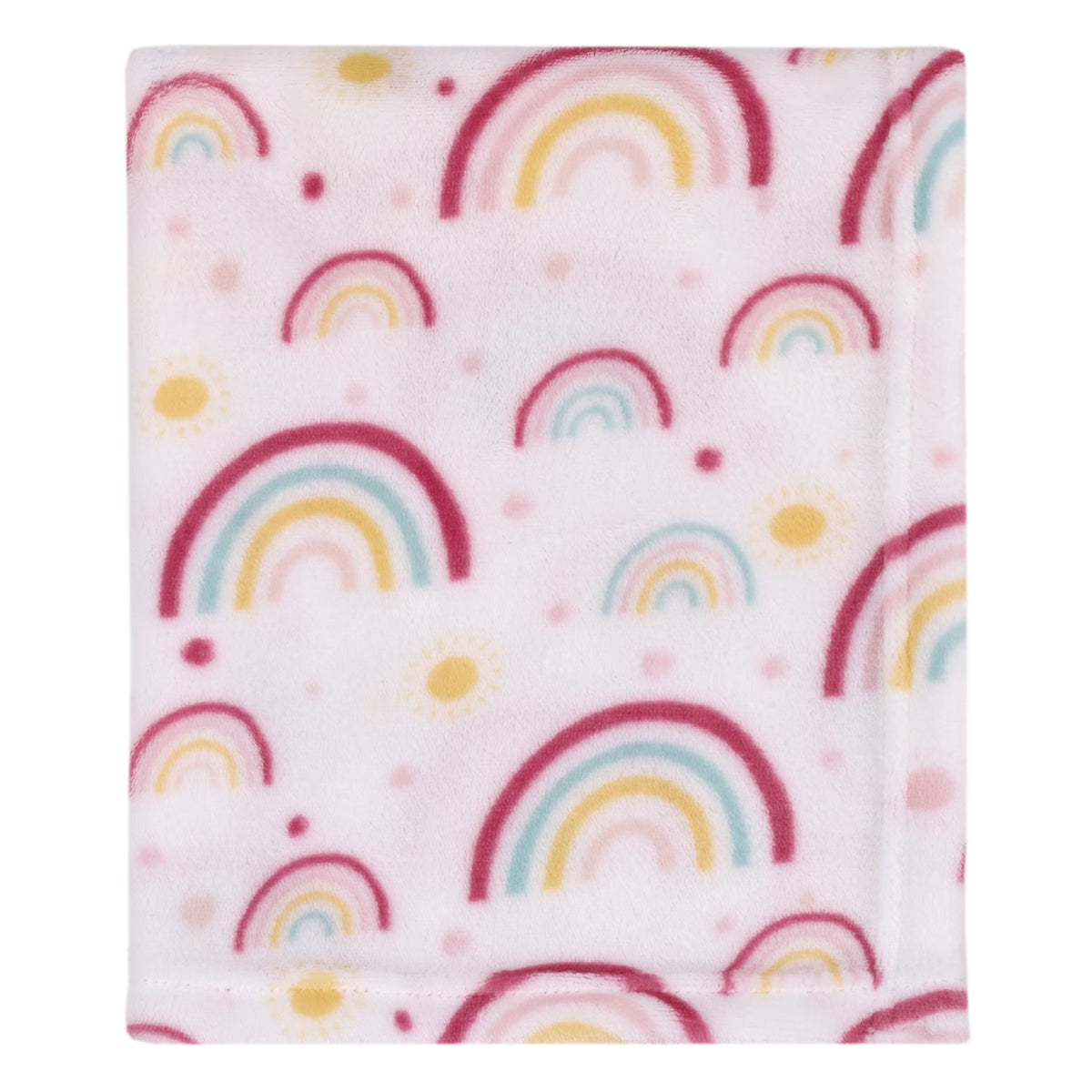 Plush Baby Blanket, Rainbows, Infant Girl, Pink, 30 in X 36 In