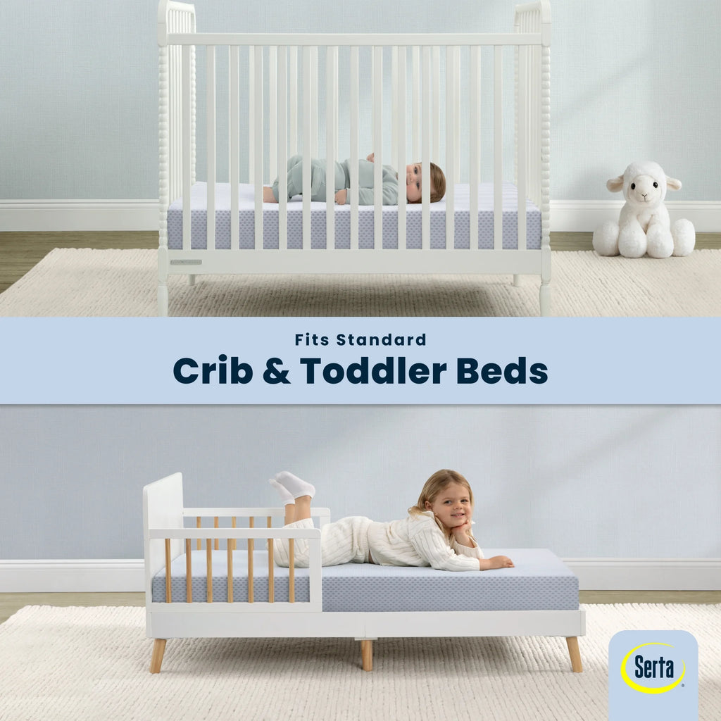 Sleeptrue Sparkling Sky Breathable Baby Bed Crib Mattress and Toddler Mattress with Removable/Machine Washable Cover - GREENGUARD Gold – Waterproof - Sustainably Sourced Core Fiber Core, Blue