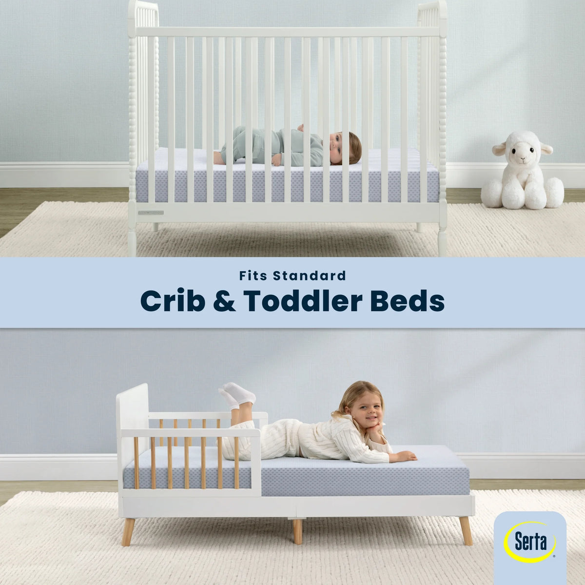 Sleeptrue Sparkling Sky Breathable Baby Bed Crib Mattress and Toddler Mattress with Removable/Machine Washable Cover - GREENGUARD Gold – Waterproof - Sustainably Sourced Core Fiber Core, Blue