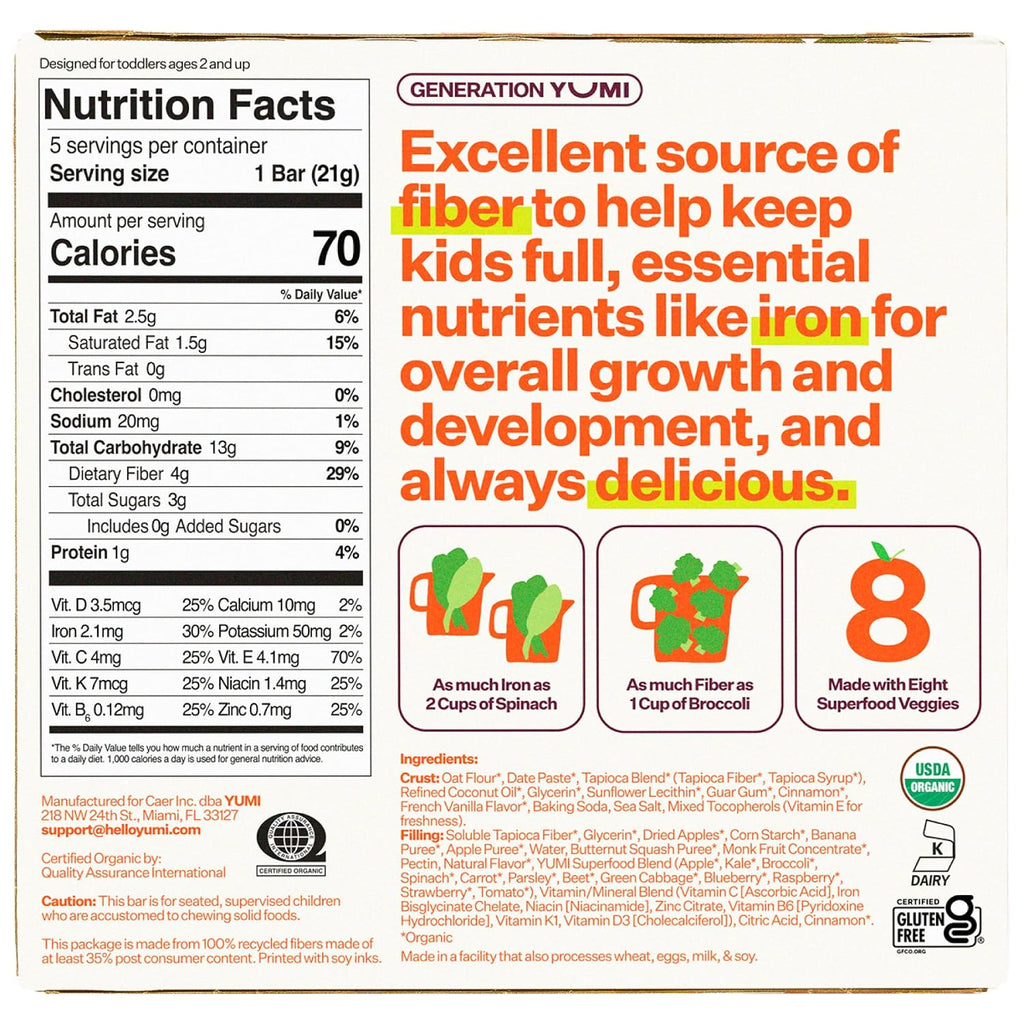 Organic Toddler Snack Bars, Apple Squash, School Safe, 30 Count