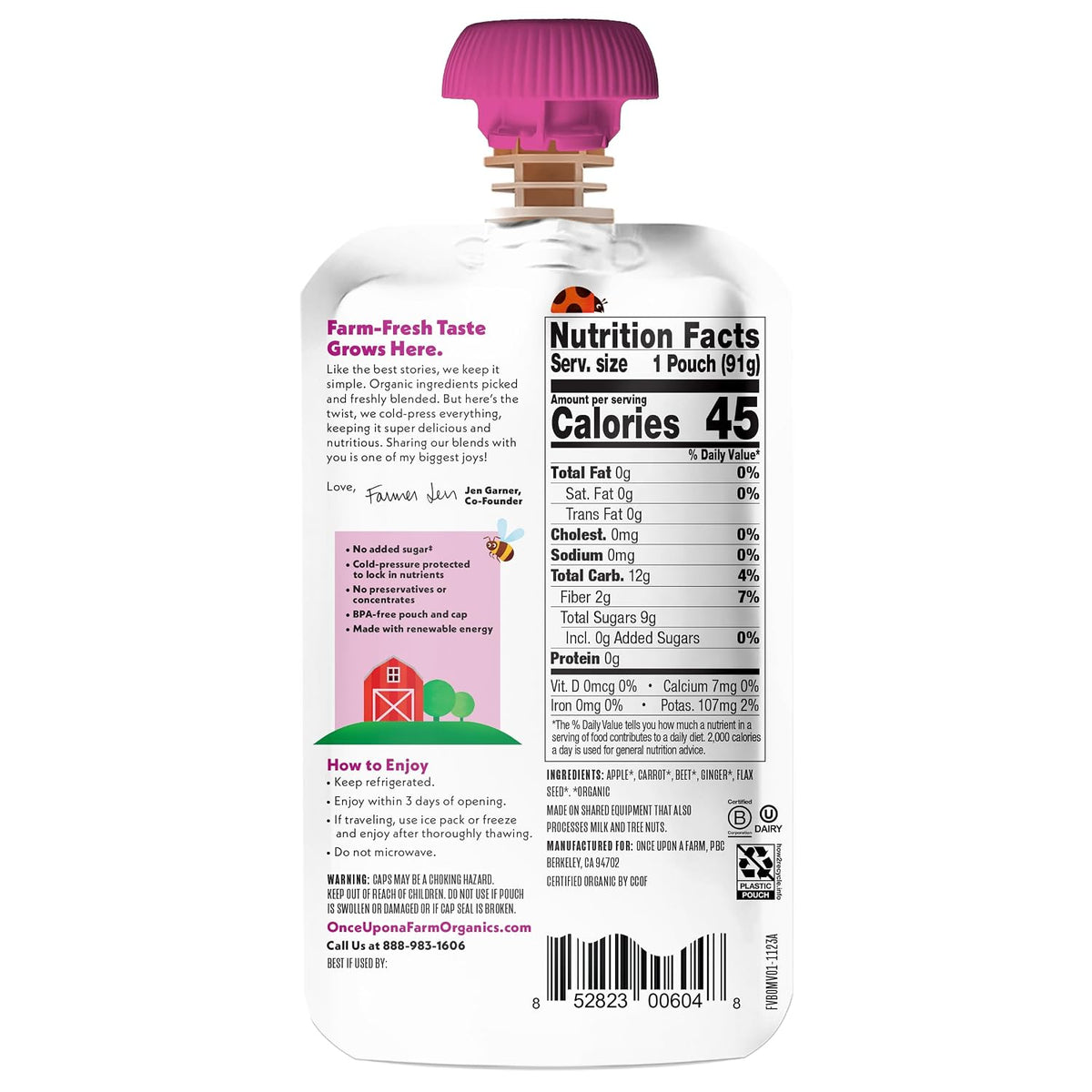 Once upon a Farm, Organic Ohmymega Veggie, 3.2 Ounce