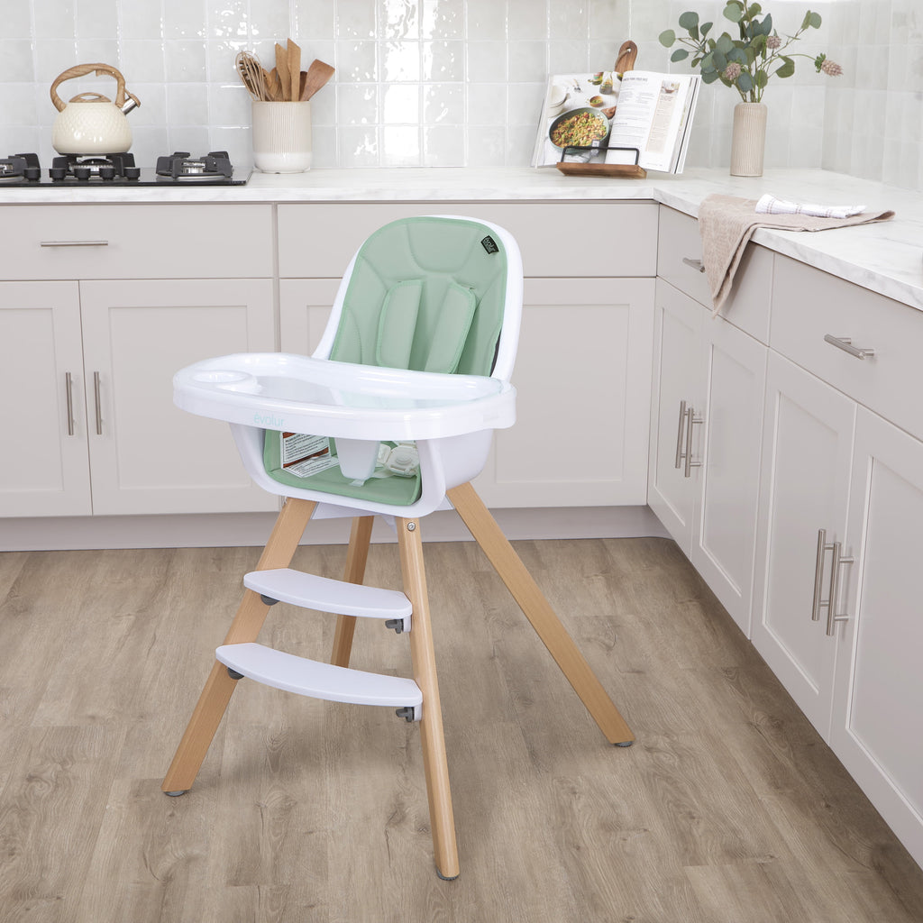 Zoodle 2-In-1 High Chair Booster Feeding Chair with Modern Design, Mint