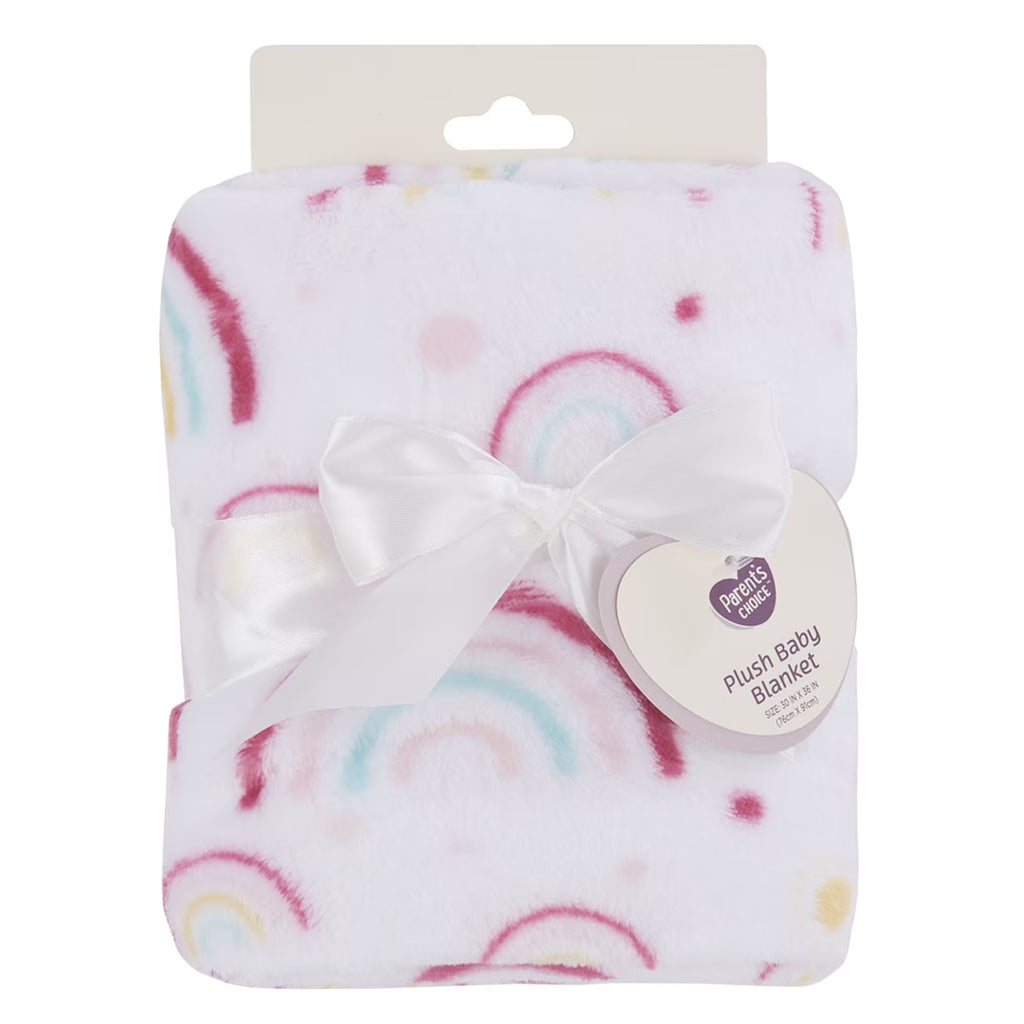 Plush Baby Blanket, Rainbows, Infant Girl, Pink, 30 in X 36 In
