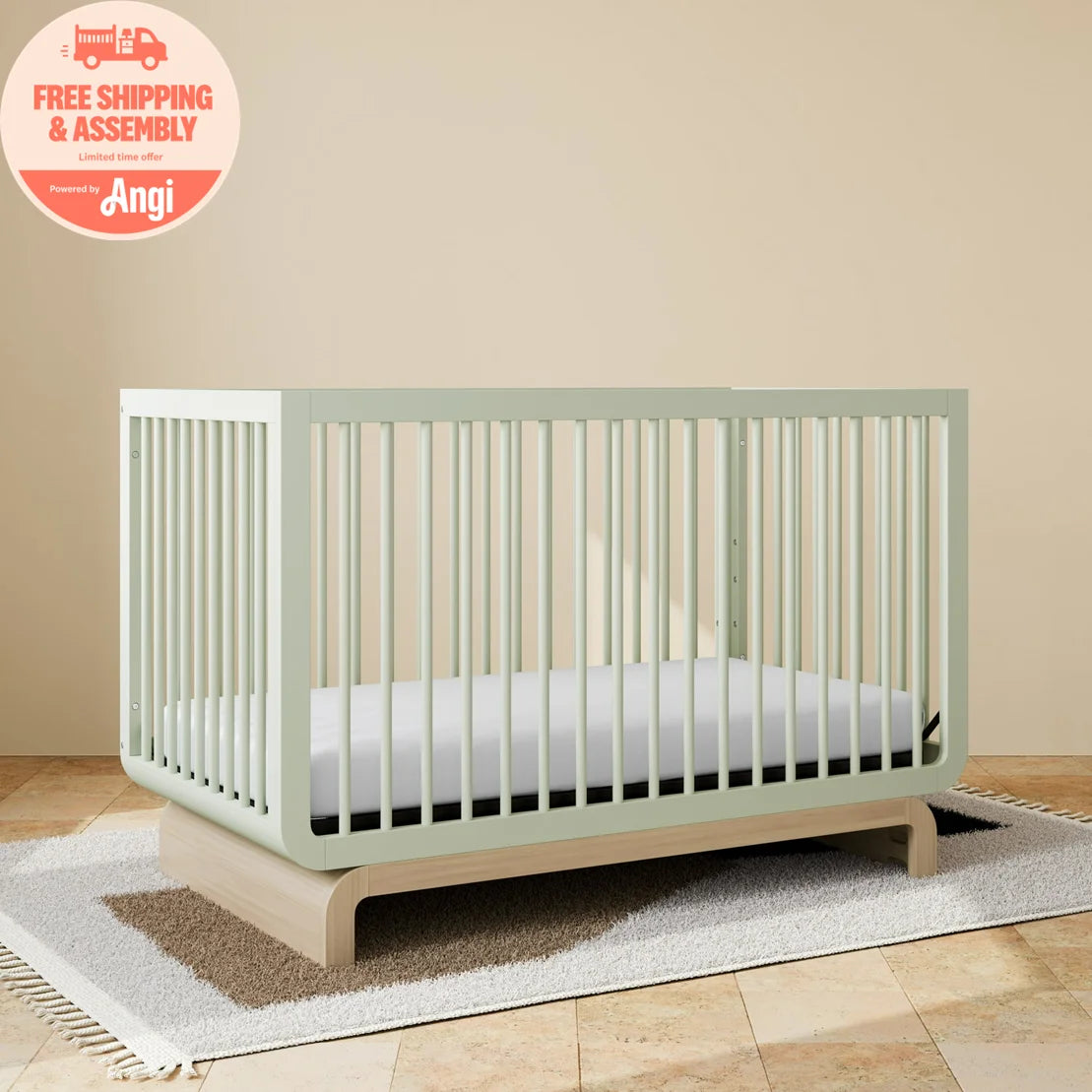 Art of Nursery by  Santorini 5-In-1 Convertible Baby Crib, White with Driftwood