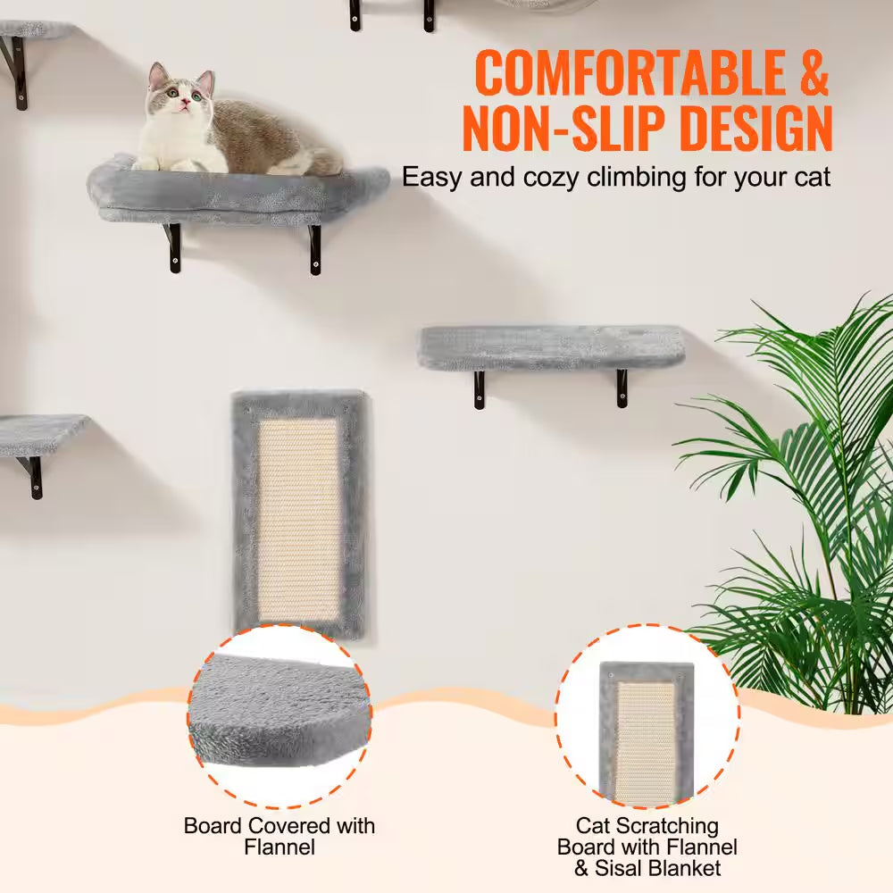 Wall Mounted Cat Shelves, Cat Wall Shelves and Perches with Jumping Boards, Hammock, Sofa, Cat Tree Cat Grip, 40 Lbs.