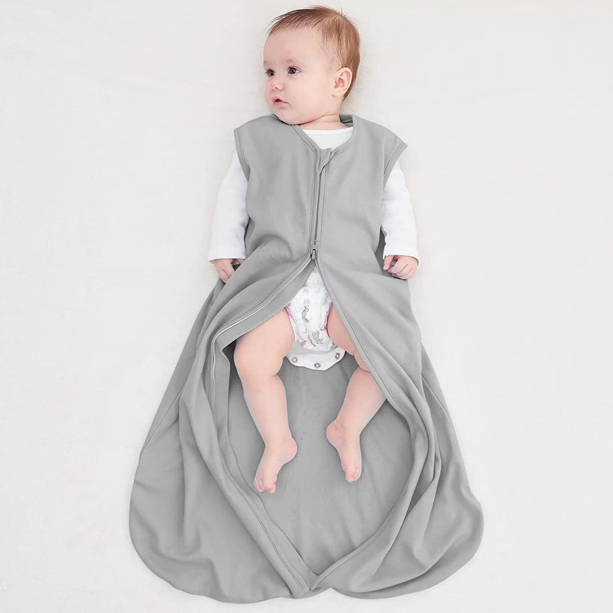 Baby Sleep Sack 6-12 Months Wearable Blanket for Babies 100% Organic Cotton 2-Way Zipper TOG 0.5 Toddler Sleeping Sack 3 Pack, Sleep Sacks
