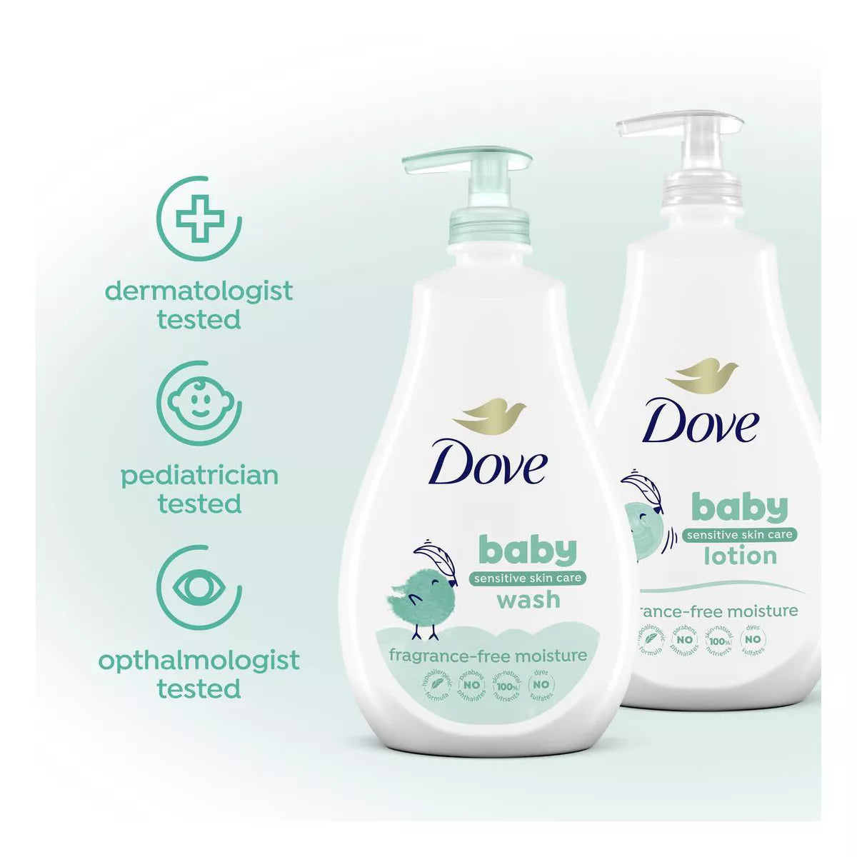Baby Dove Fragrance Free Moisture Baby Body Wash & Shampoo Hypoallergenic for Eczema-Prone Skin